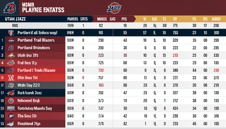 portland trail blazers vs utah jazz match player stats