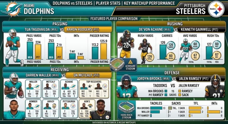 Dolphins vs Steelers Match Player Stats